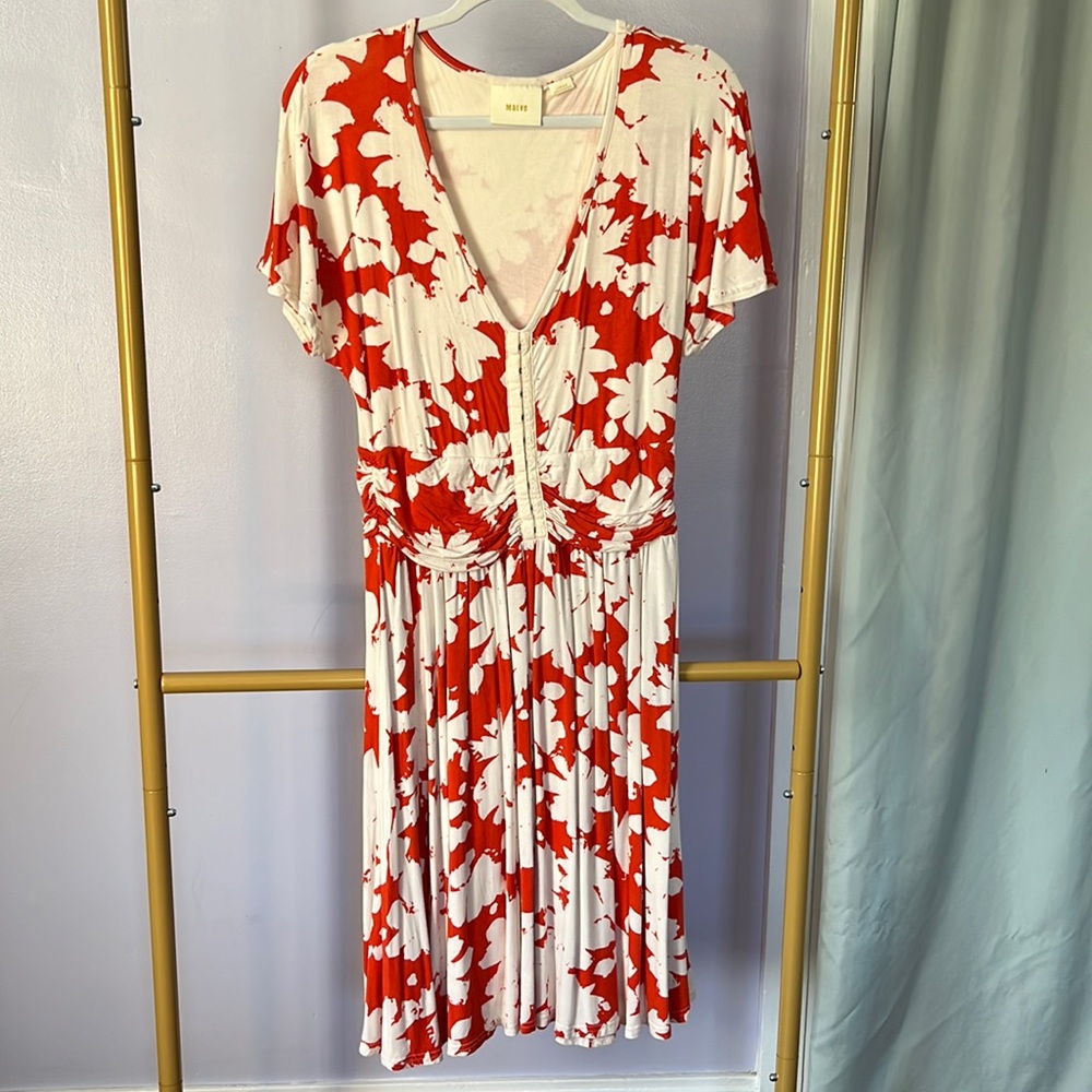 Red and off white Maeve (Anthropologie) dress